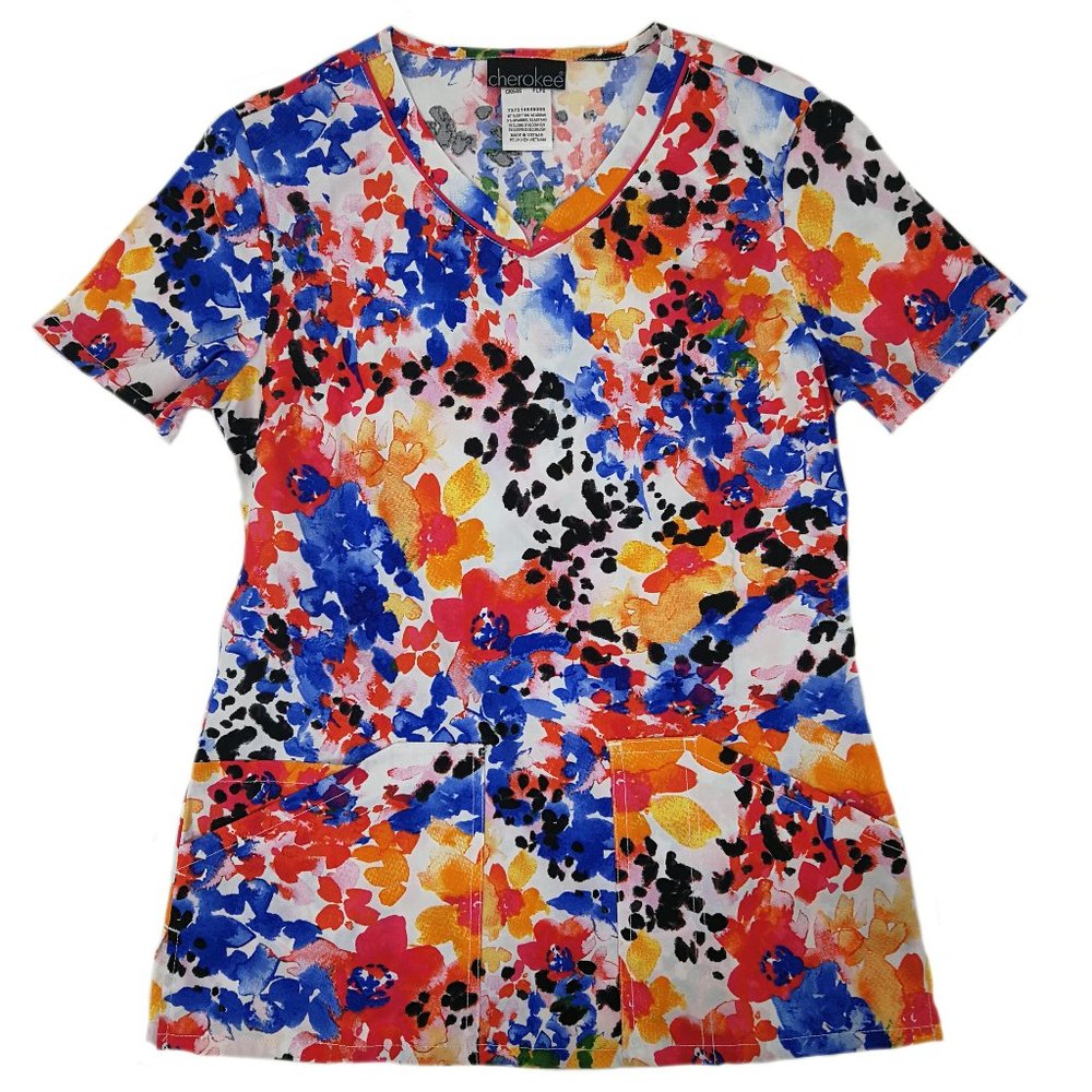 Cherokee Scrub Top CK646-FLPU Flower Punch